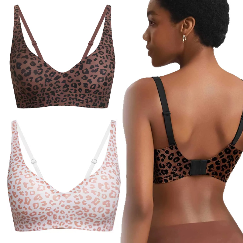 Full Coverage Bra - Wireless Seamless Leopard Bra Women's Full