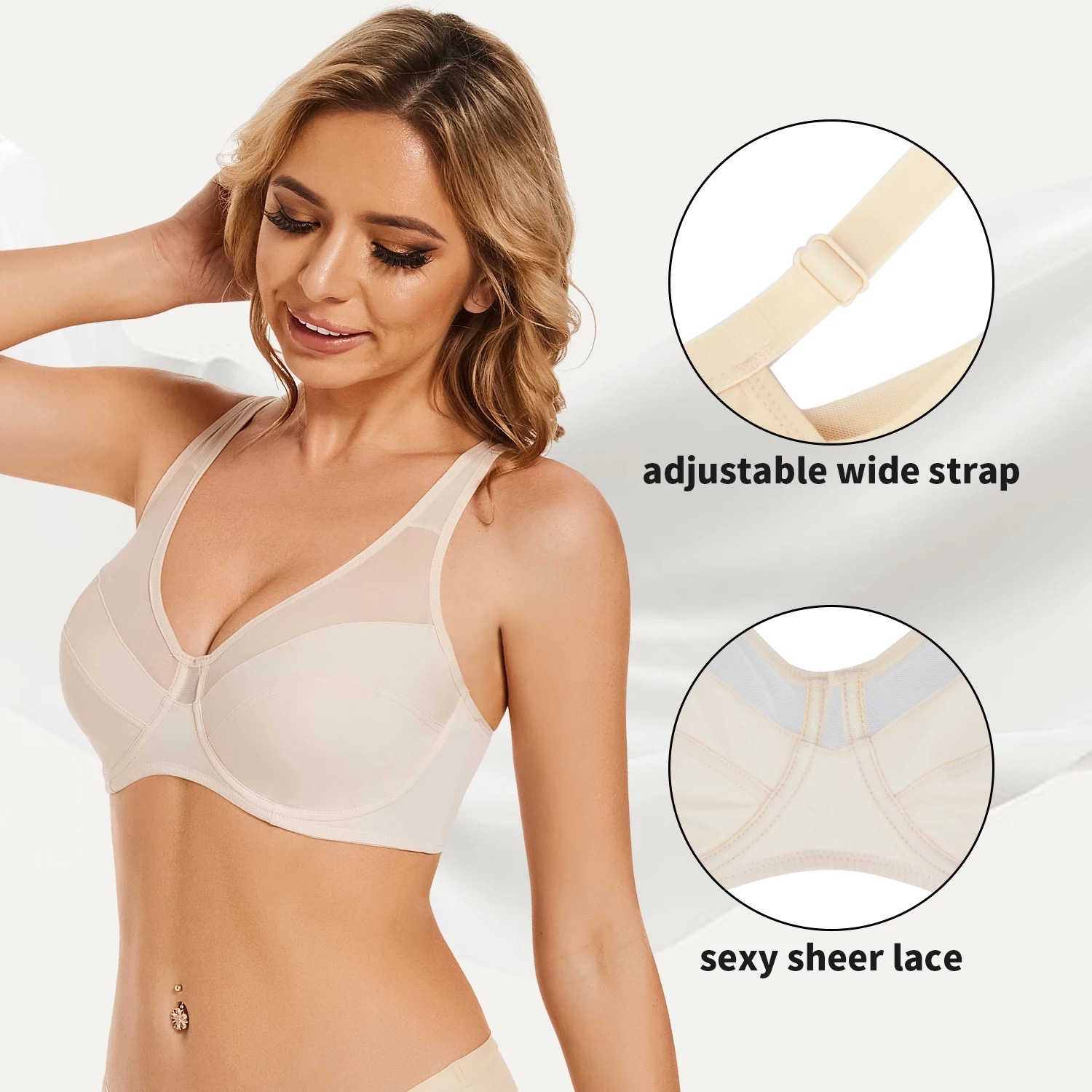 Transparent Thin Women's V-nec - Full Coverage Bra ulasan dan harga
