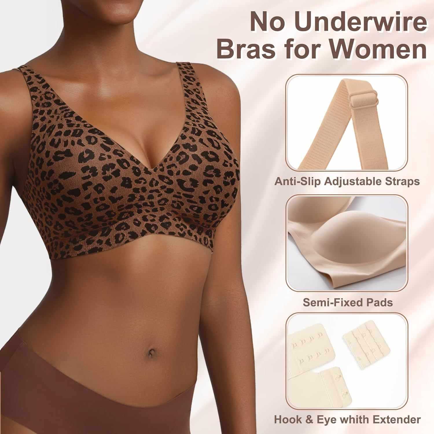 Wireless Seamless Leopard Bra  - Full Coverage Bra ulasan dan harga